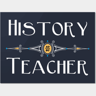 History Teacher White Decorative Line Posters and Art